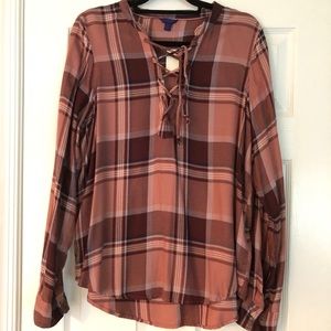 Oversized Flannel with Laceup neck